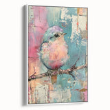 Framed canvas artwork showcasing a serene landscape scene with vibrant colors, viewed from the side, highlighting its elegant white frame and textured surface. Perfect for home decor enhancement.