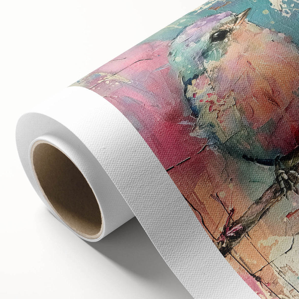 Rolled canvas showcasing vibrant African tribal wall art with intricate patterns and textures, securely packaged in a durable cardboard tube for safe transport.