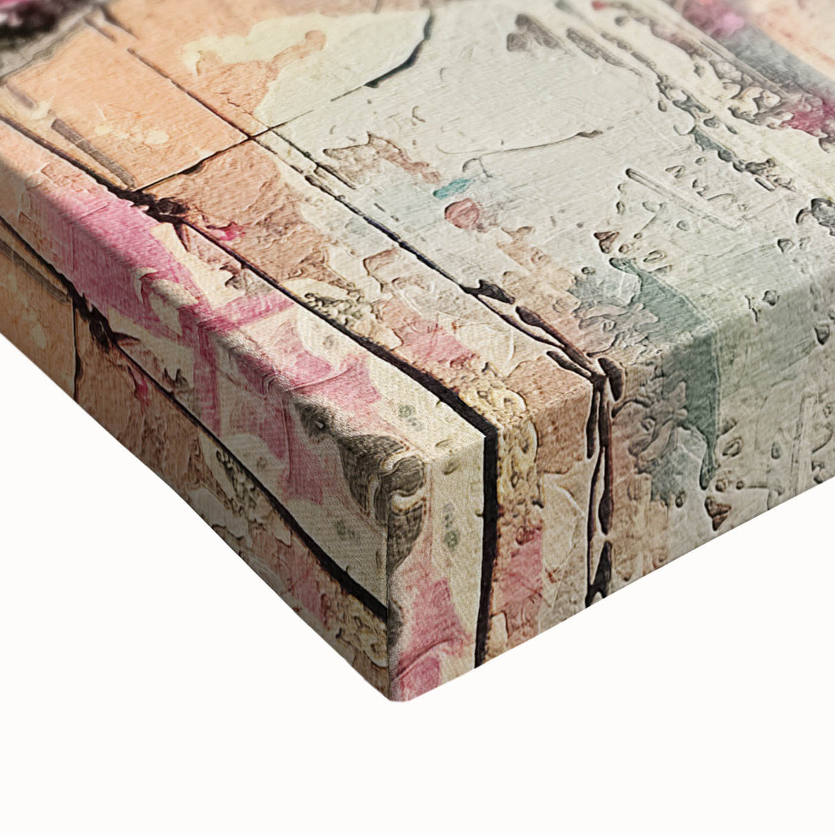 Close-up of a vibrant stretched canvas showcasing intricate African tribal art, highlighting rich colors and detailed textures, ideal for home decor.