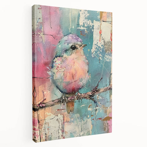 Side view of a stretched canvas displaying vibrant abstract art, showcasing rich colors and textures, ideal for modern home decor. Perfect for enhancing living spaces with artistic flair.