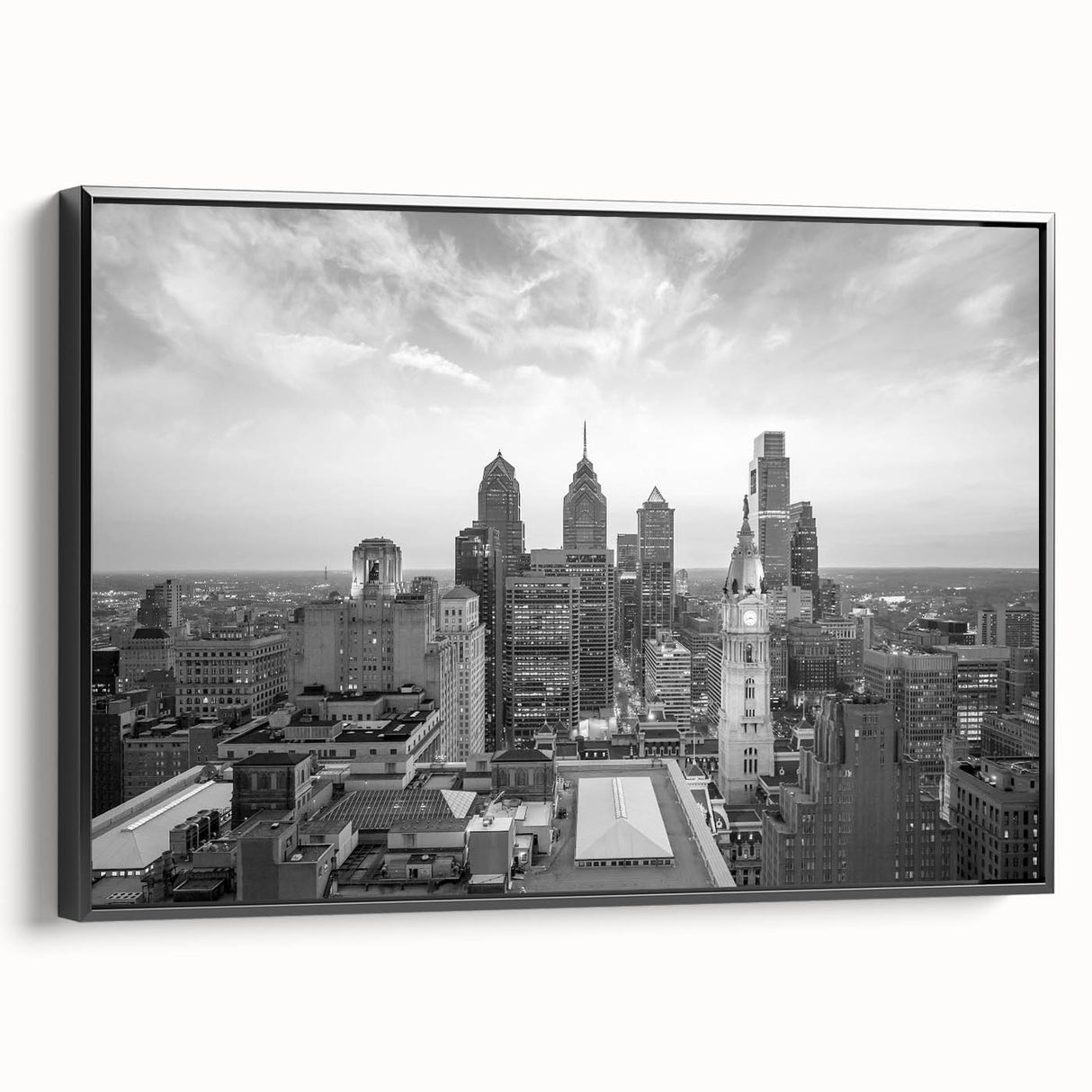 Black and white vintage poster art depicting a serene landscape, ideal for bedroom wall decor.