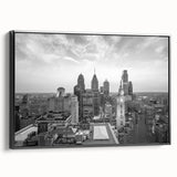 Black and white vintage poster art depicting a serene landscape, ideal for bedroom wall decor.