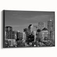 Black and white vintage poster art of a serene landscape, ideal for bedroom wall decor.