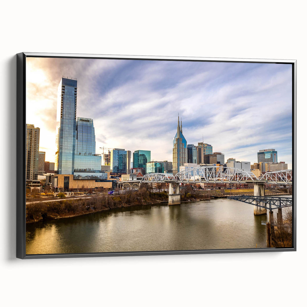 Black and white vintage poster art of a serene landscape, printed on canvas, suitable for bedroom wall decor.