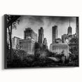 Black and white vintage poster art of a serene landscape, printed on rolled canvas, ideal for bedroom wall decor.