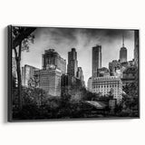 Black and white vintage poster art of a serene landscape, printed on rolled canvas, ideal for bedroom wall decor.