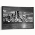 Black and white vintage poster art depicting a serene landscape, ideal for bedroom wall decor.