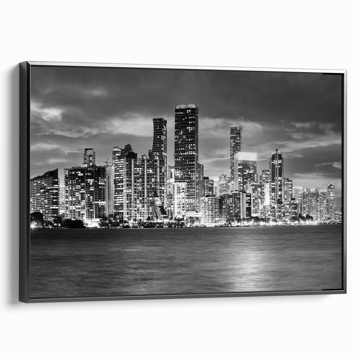 Black and white vintage poster art depicting a serene landscape, ideal for bedroom wall decor.