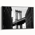Black and white vintage poster art depicting a serene landscape, printed on canvas, suitable for bedroom wall decor.
