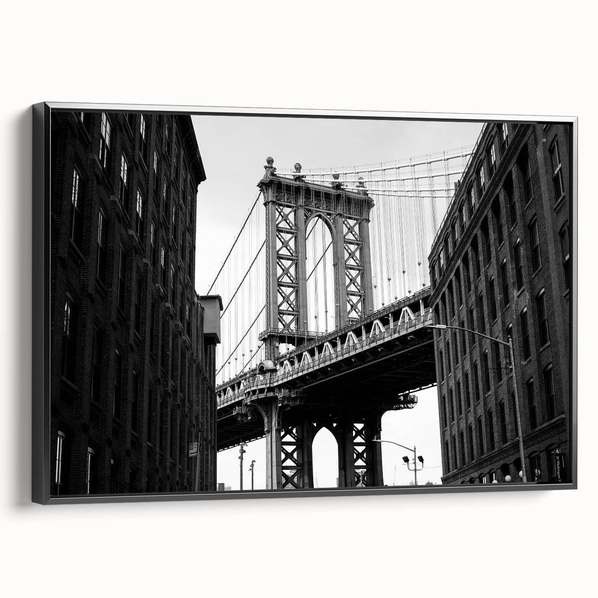 Black and white vintage poster art depicting a serene landscape, printed on canvas, suitable for bedroom wall decor.