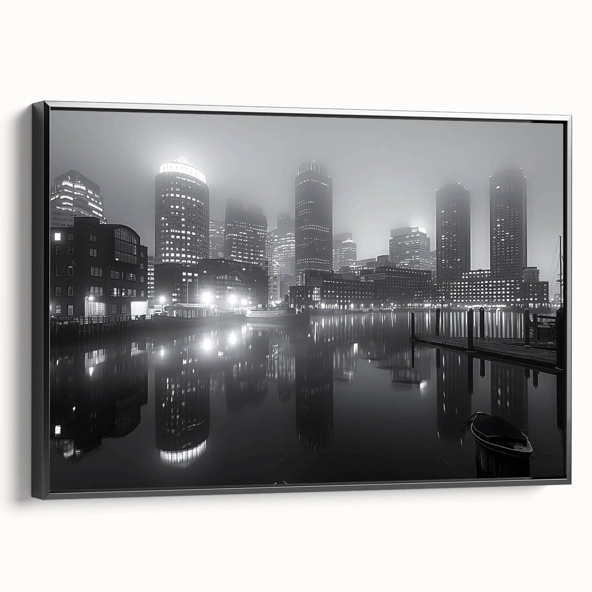 Black and white vintage poster art depicting a serene landscape, ideal for bedroom wall decor.