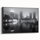 Black and white vintage poster art depicting a serene landscape, ideal for bedroom wall decor.