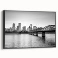 Black and white vintage poster art featuring a serene landscape, ideal for bedroom wall decor.