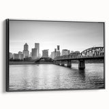 Black and white vintage poster art featuring a serene landscape, ideal for bedroom wall decor.