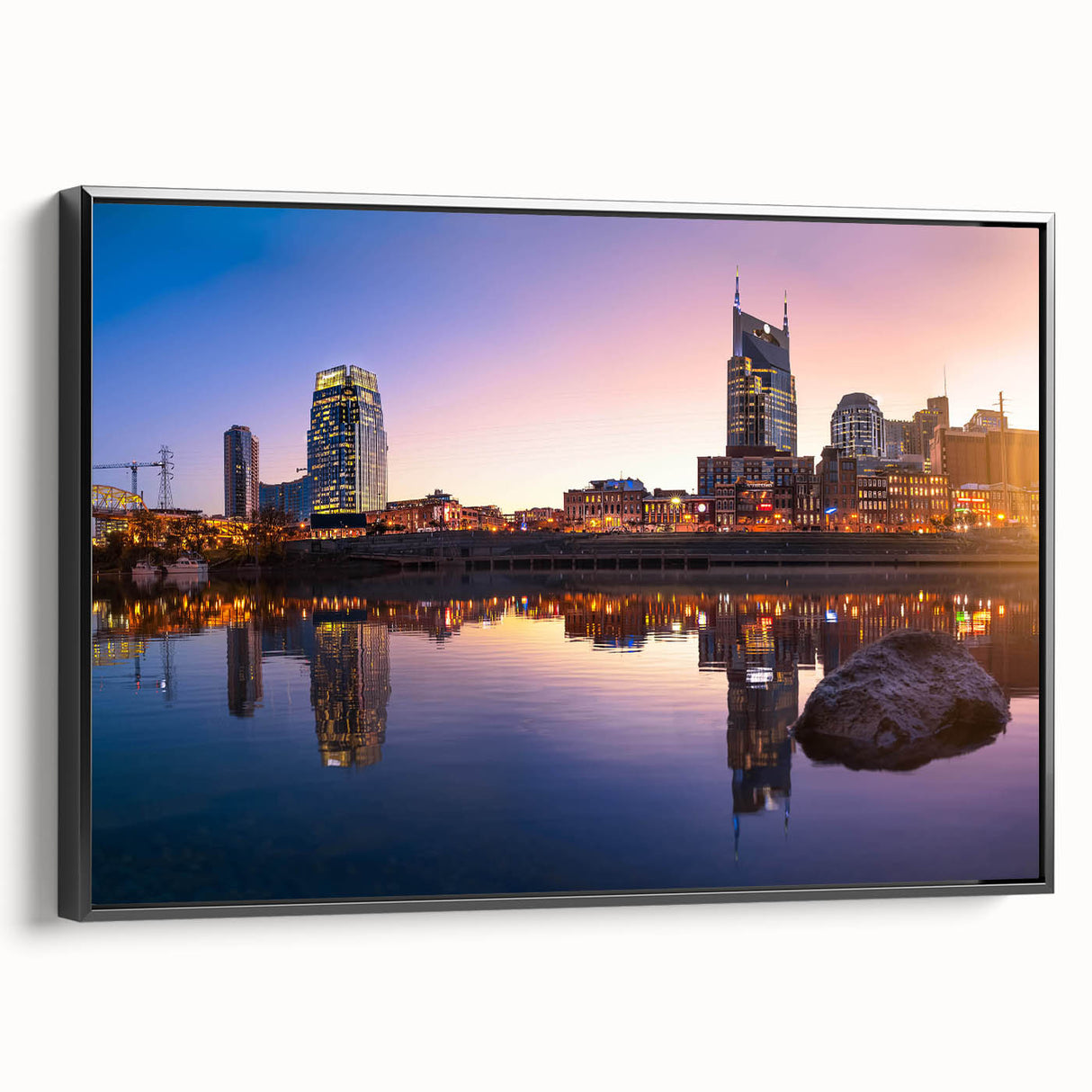 Black and white vintage poster art depicting a serene landscape, ideal for bedroom wall decor.