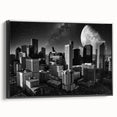 Black and white landscape art painting on canvas, featuring a vintage poster style, ideal for bedroom wall art.
