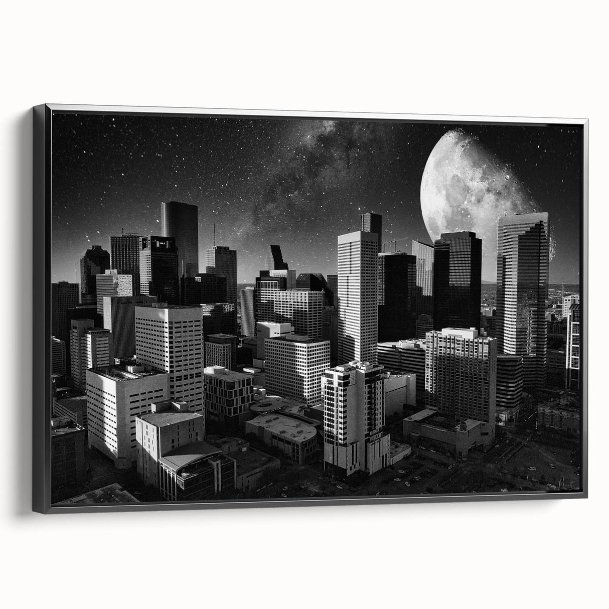 Black and white landscape art painting on canvas, featuring a vintage poster style, ideal for bedroom wall art.