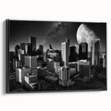 Black and white landscape art painting on canvas, featuring a vintage poster style, ideal for bedroom wall art.
