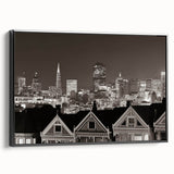 Black and white vintage poster art of a mountainous landscape, printed on canvas, suitable for bedroom wall decor.