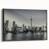 Black and white vintage poster art of a serene landscape, printed on framed canvas, suitable for bedroom decor.