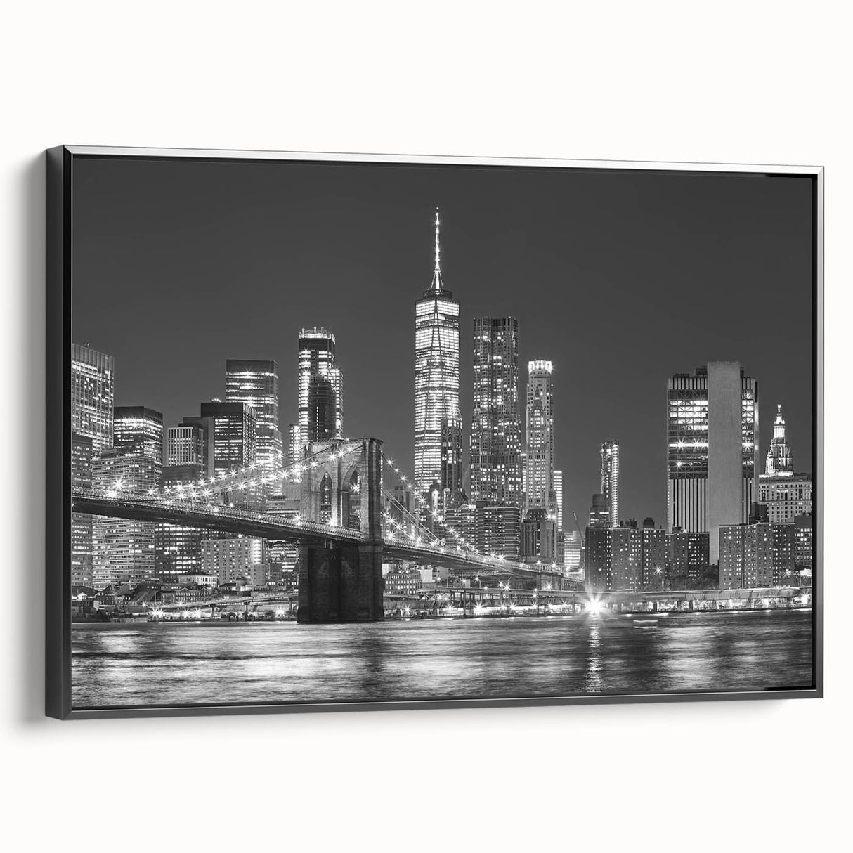 Black and white vintage poster art depicting a serene landscape, ideal for bedroom wall decor.