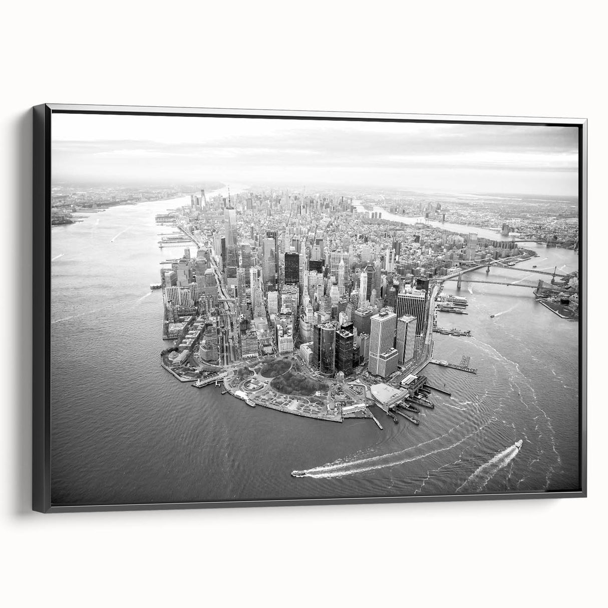 Black and white landscape art painting depicting a tranquil river scene, ideal for bedroom wall decor.
