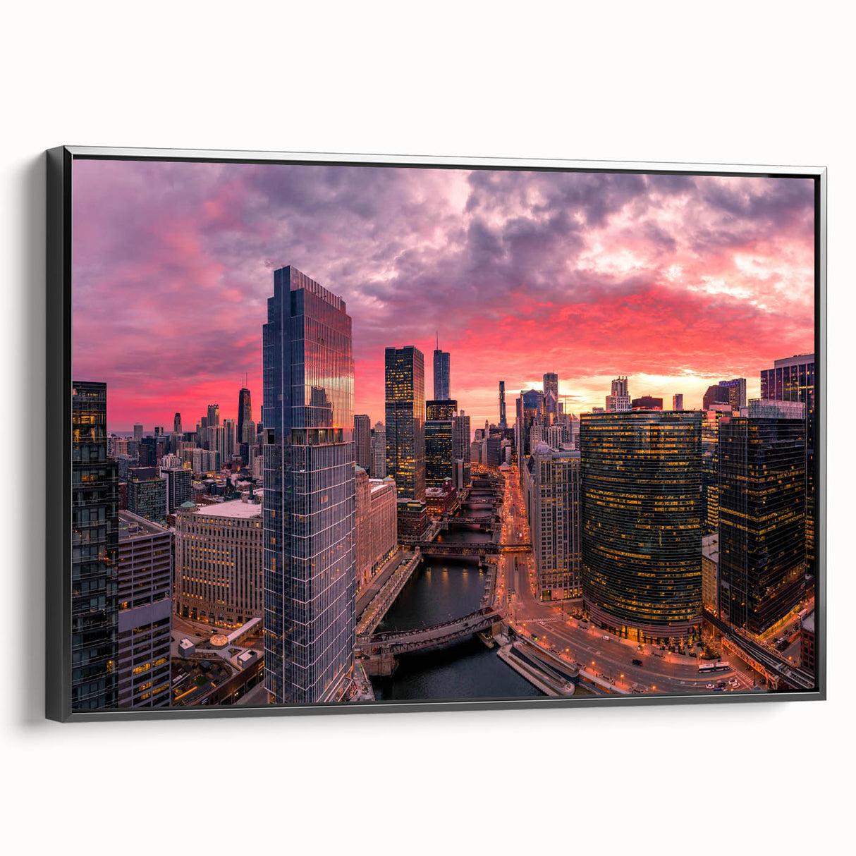 Black and white vintage poster art of a serene landscape on framed canvas, suitable for bedroom decor.