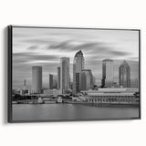Black and white vintage poster art featuring a serene landscape, printed on canvas, ideal for bedroom wall decor.