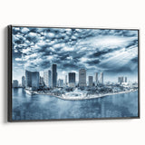 Black and white vintage poster art of a serene landscape, printed on canvas, suitable for bedroom wall decor.