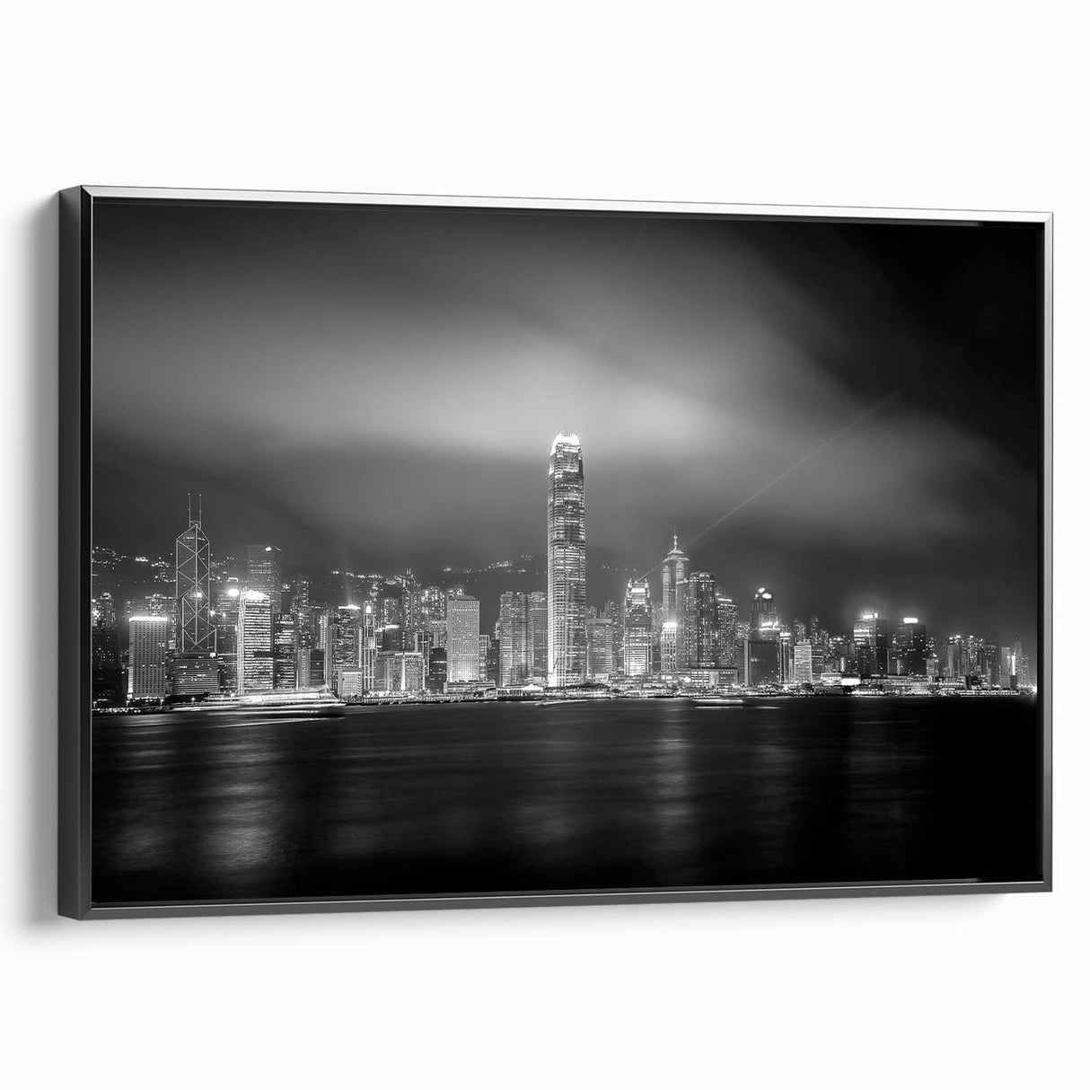 Black and white landscape art painting on canvas featuring a serene mountain scene, ideal for bedroom wall decor.