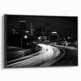 Black and white vintage poster art of a serene landscape, printed on framed canvas, suitable for bedroom decor.
