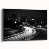 Black and white vintage poster art of a serene landscape, printed on framed canvas, suitable for bedroom decor.