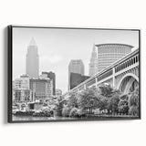 Black and white vintage poster art depicting a serene landscape, ideal for bedroom wall decor.
