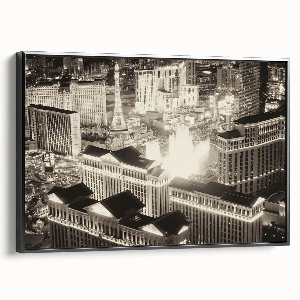 Black and white vintage poster art of a landscape, printed on canvas, ideal for bedroom decor.