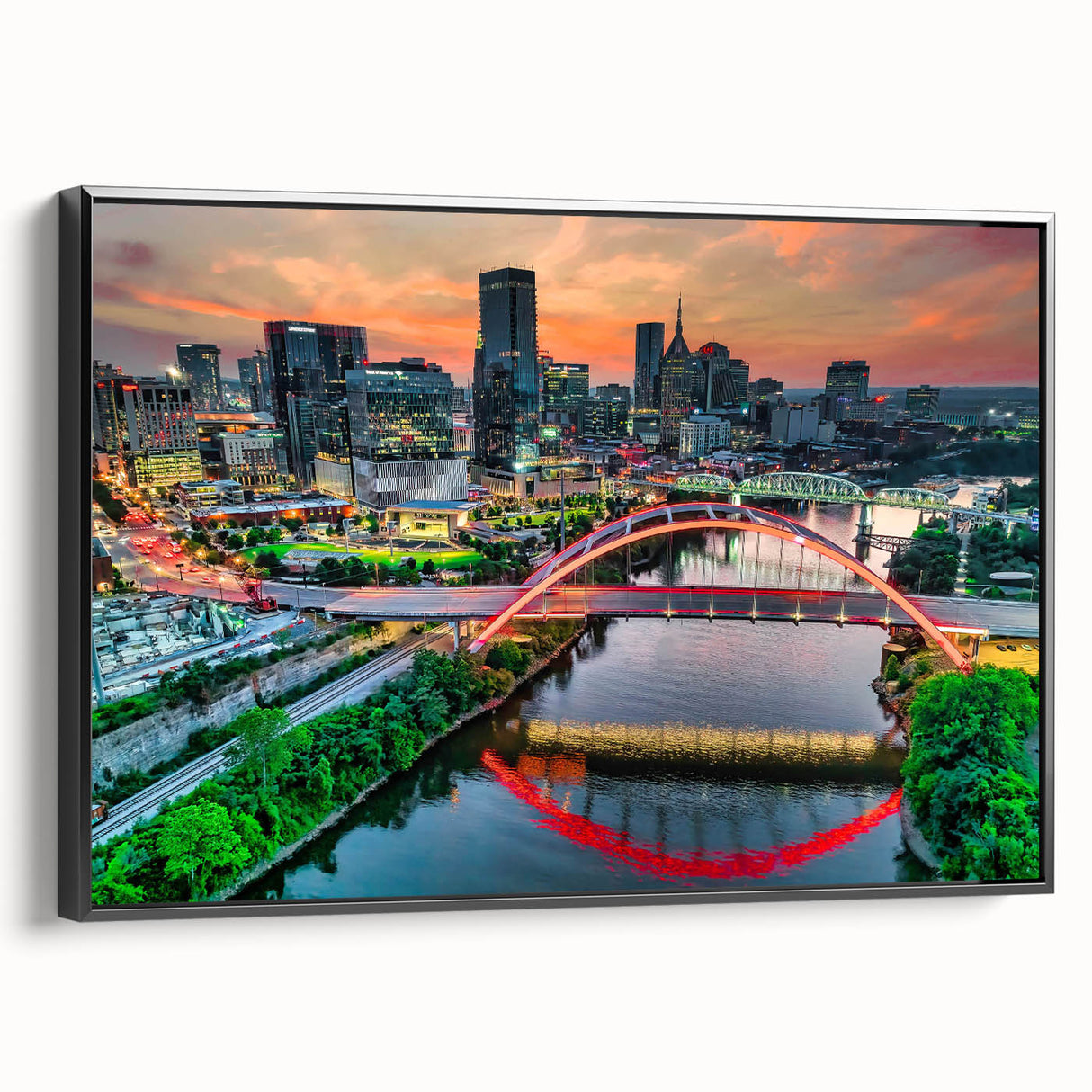 Black and white vintage poster art of a serene landscape, printed on canvas, suitable for bedroom decor.