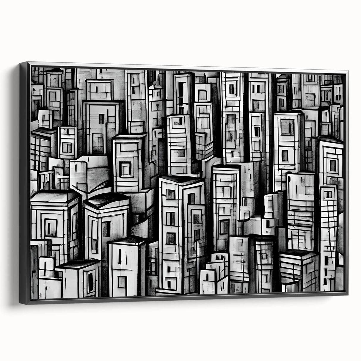 Black and white vintage poster art depicting a serene landscape, printed on framed canvas, ideal for bedroom decor.