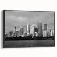 Black and white vintage poster art depicting a serene landscape, printed on framed canvas, suitable for bedroom decor.