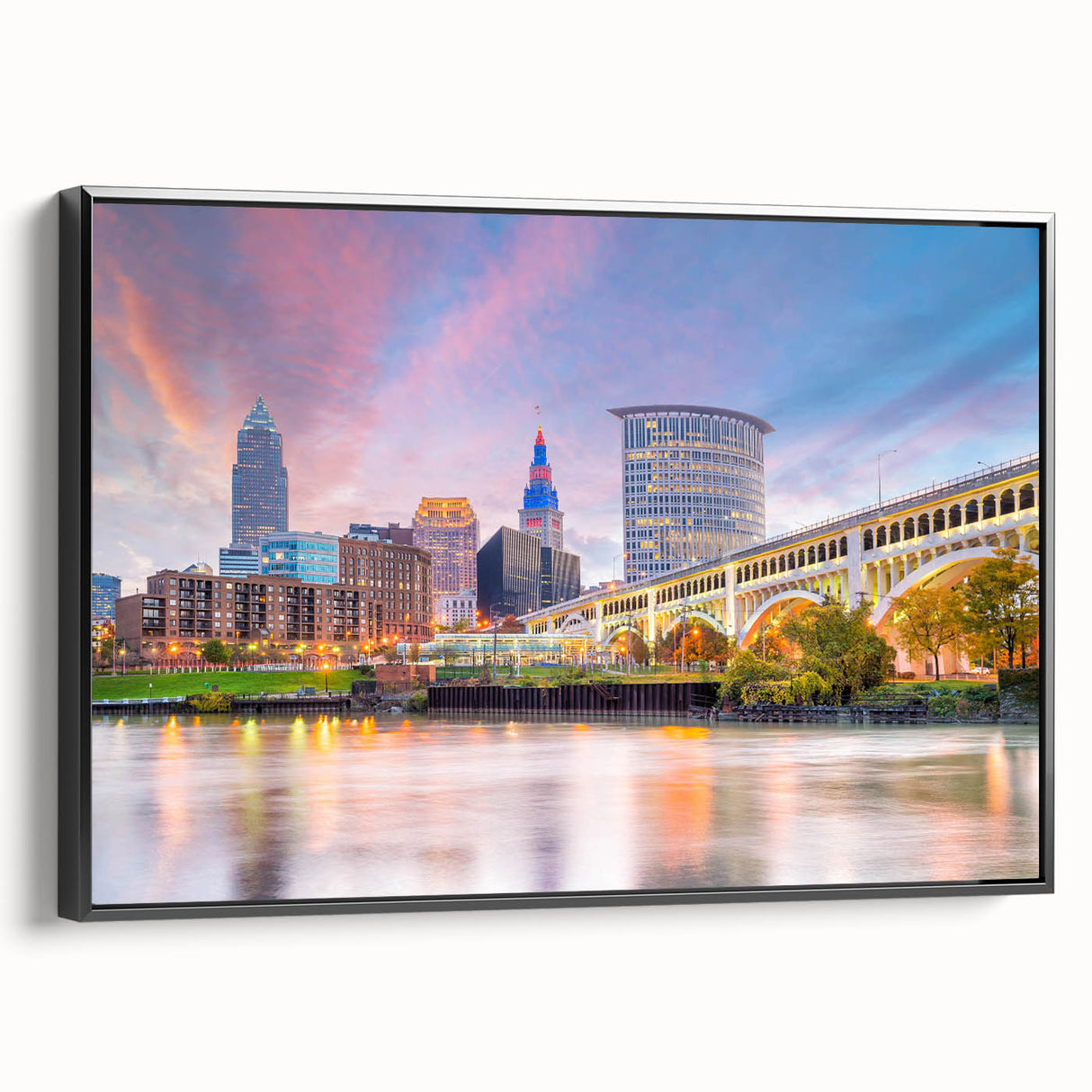 Black and white vintage poster art of a landscape, printed on canvas, suitable for bedroom wall decor.