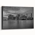 Black and white vintage poster art depicting a serene landscape, printed on canvas, ideal for bedroom decor.
