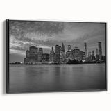Black and white vintage poster art depicting a serene landscape, printed on canvas, ideal for bedroom decor.