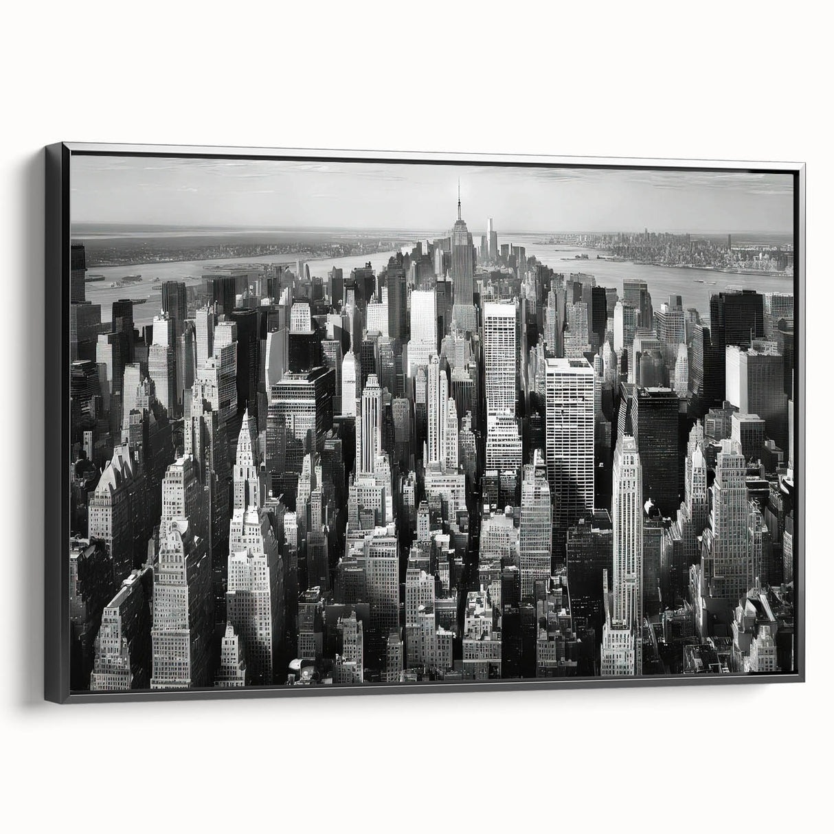 Black and white landscape art painting on canvas, featuring vintage poster style, ideal for bedroom decor.