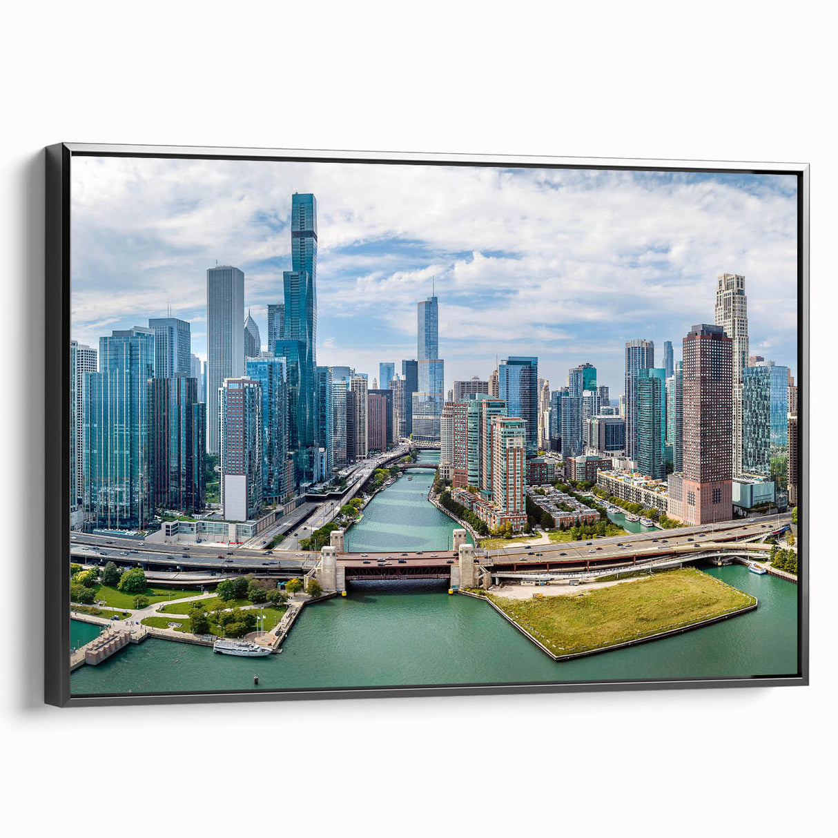 Black and white vintage poster art of a serene landscape, printed on canvas, suitable for bedroom decor.