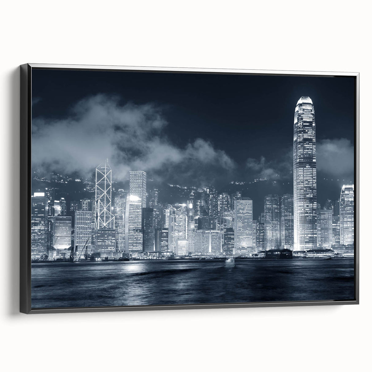 Black and white landscape painting on canvas, depicting a serene rural scene, suitable for bedroom wall decor.