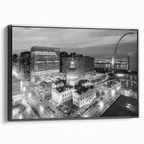 Black and white vintage poster art depicting a serene landscape, ideal for bedroom wall decor.