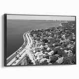 Black and white vintage poster art featuring a serene landscape, ideal for bedroom wall decor.