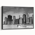 Black and white vintage poster art of a landscape, printed on canvas, ideal for bedroom wall decor.