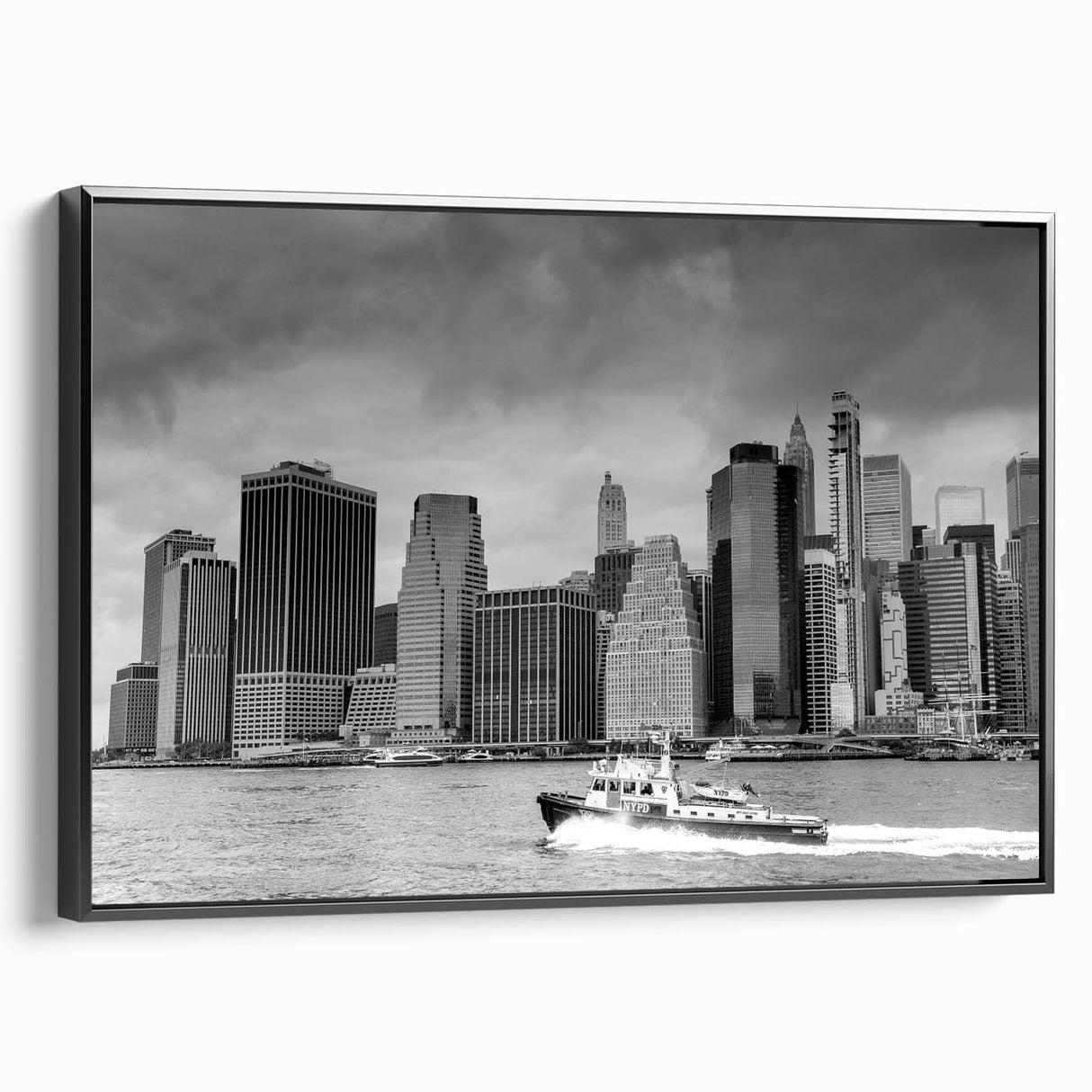 Black and white vintage poster art of a landscape, printed on canvas, ideal for bedroom wall decor.