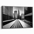 Black and white vintage poster art of a landscape, printed on canvas, ideal for bedroom wall decor.