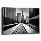Black and white vintage poster art of a landscape, printed on canvas, ideal for bedroom wall decor.