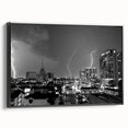 Black and white vintage poster art featuring a serene landscape, ideal for bedroom wall decor.